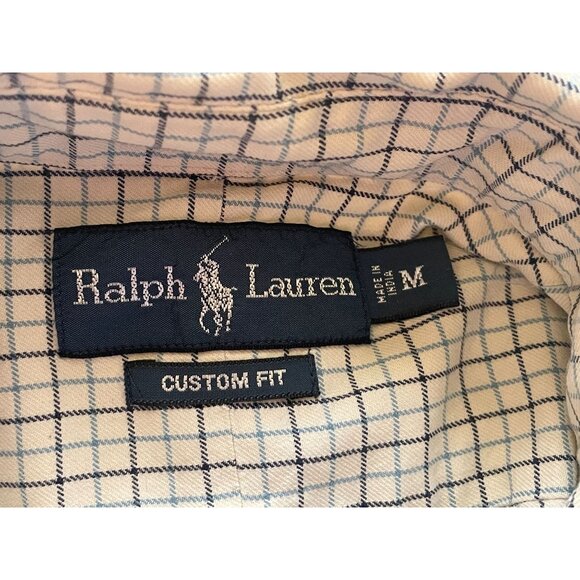 Polo Ralph Lauren Button Down Oxford Mens M Blue Black Checkered RRL Cotton Mens - Picture 8 of 8